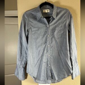 Nili Lotan Light Blue Cotton Button-Down Shirt Long Sleeve size Small